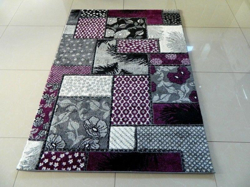 Purple & Silver Flowers Rug