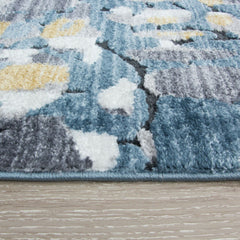 Distressed Grey & Yellow Abstract Rug