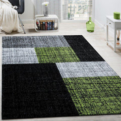 Modern Green Chequered Rug