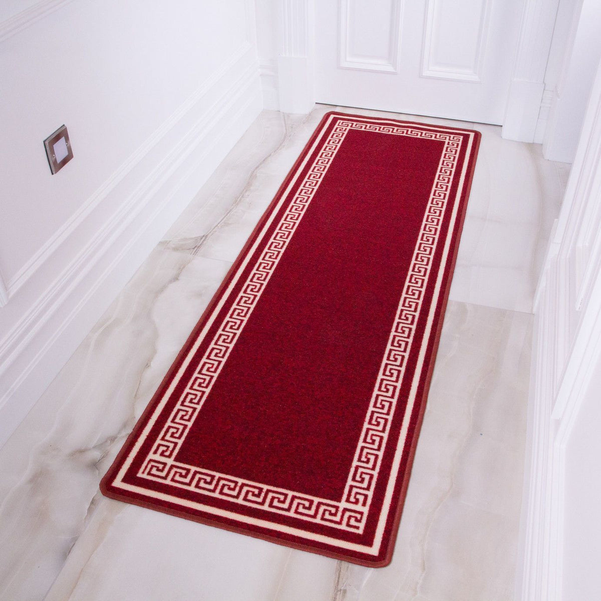 Red Greek Border Runner Rug