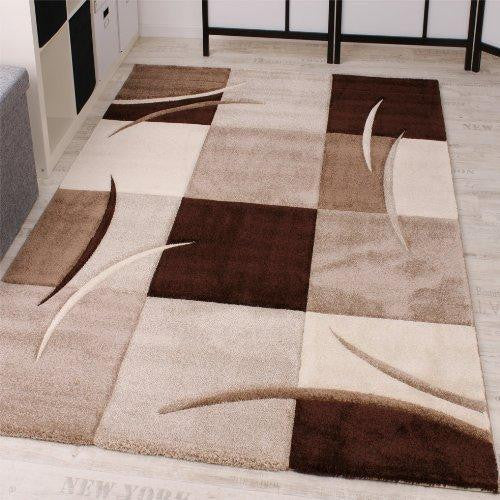 Brown Contemporary Checked Rug