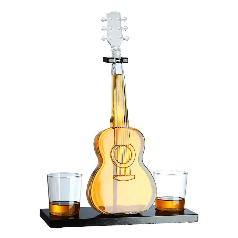 Glass Guitar Decanter & Glasses Set