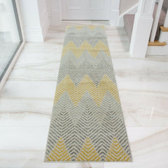 Yellow & Grey Herringbone Zag Rug