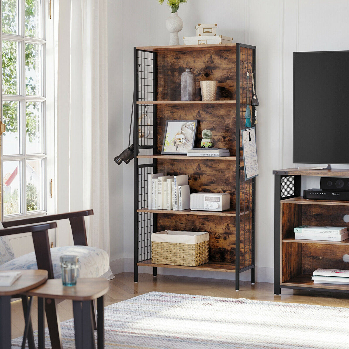 4 Tier Rustic Storage Grid Shelves