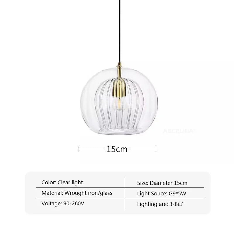 Nordic Ribbed Glass Pendant Light