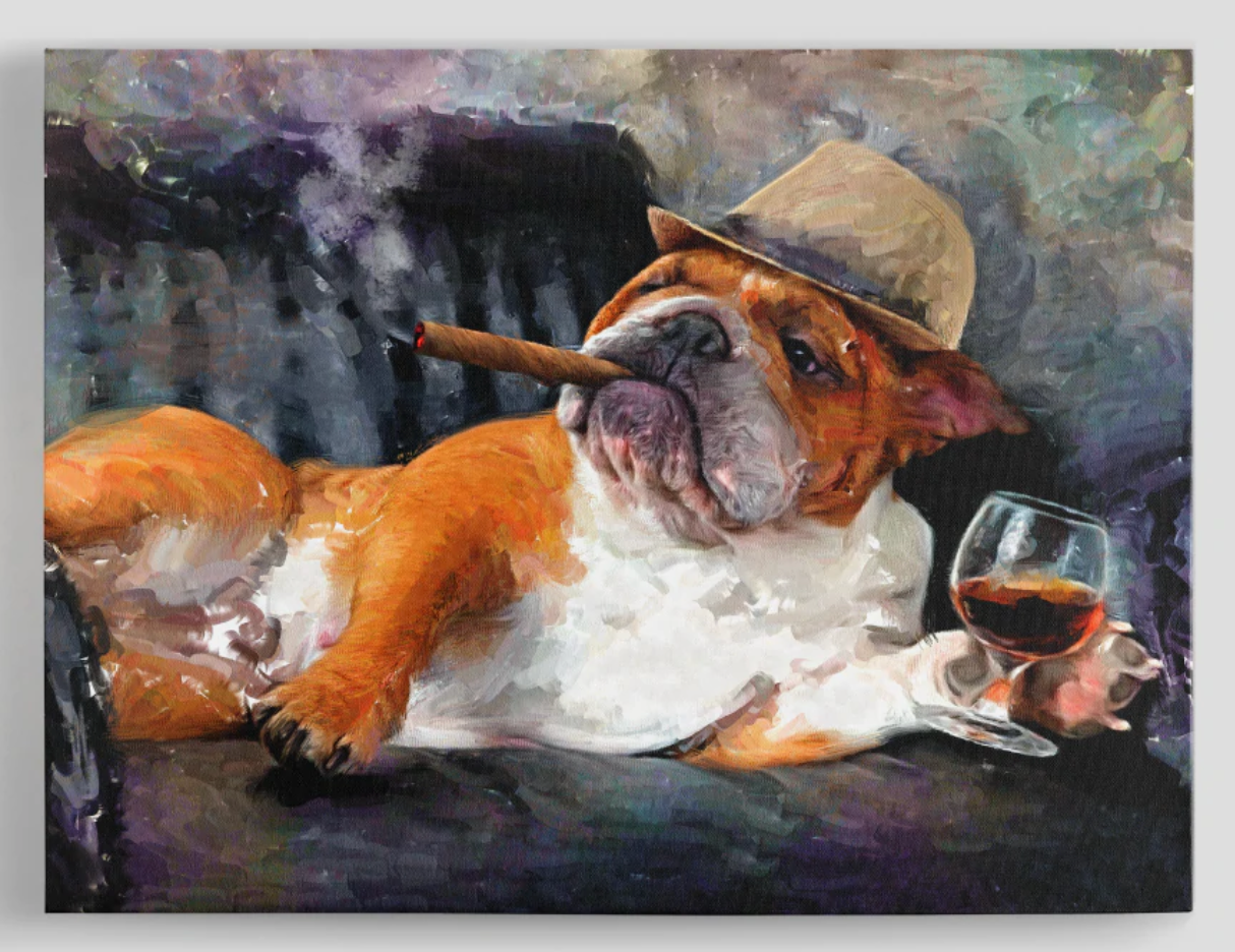 The Smoking Dog Canvas