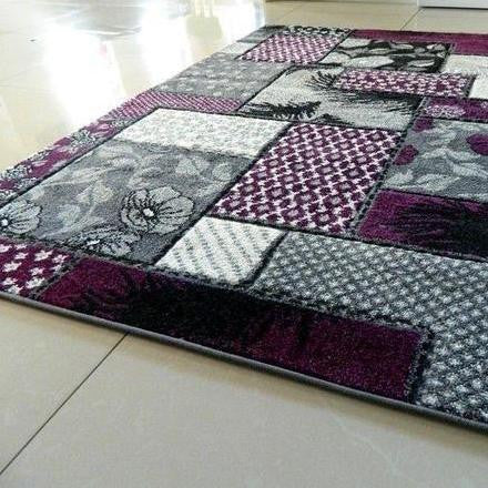 Purple & Silver Flowers Rug