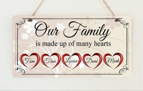 Personalised Plaque - Our Family Hearts