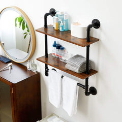 2-Tiers Industrial Floating Shelves