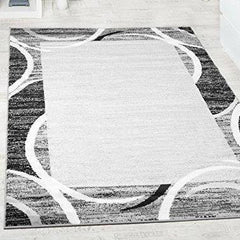 Grey Border Swirling Rug