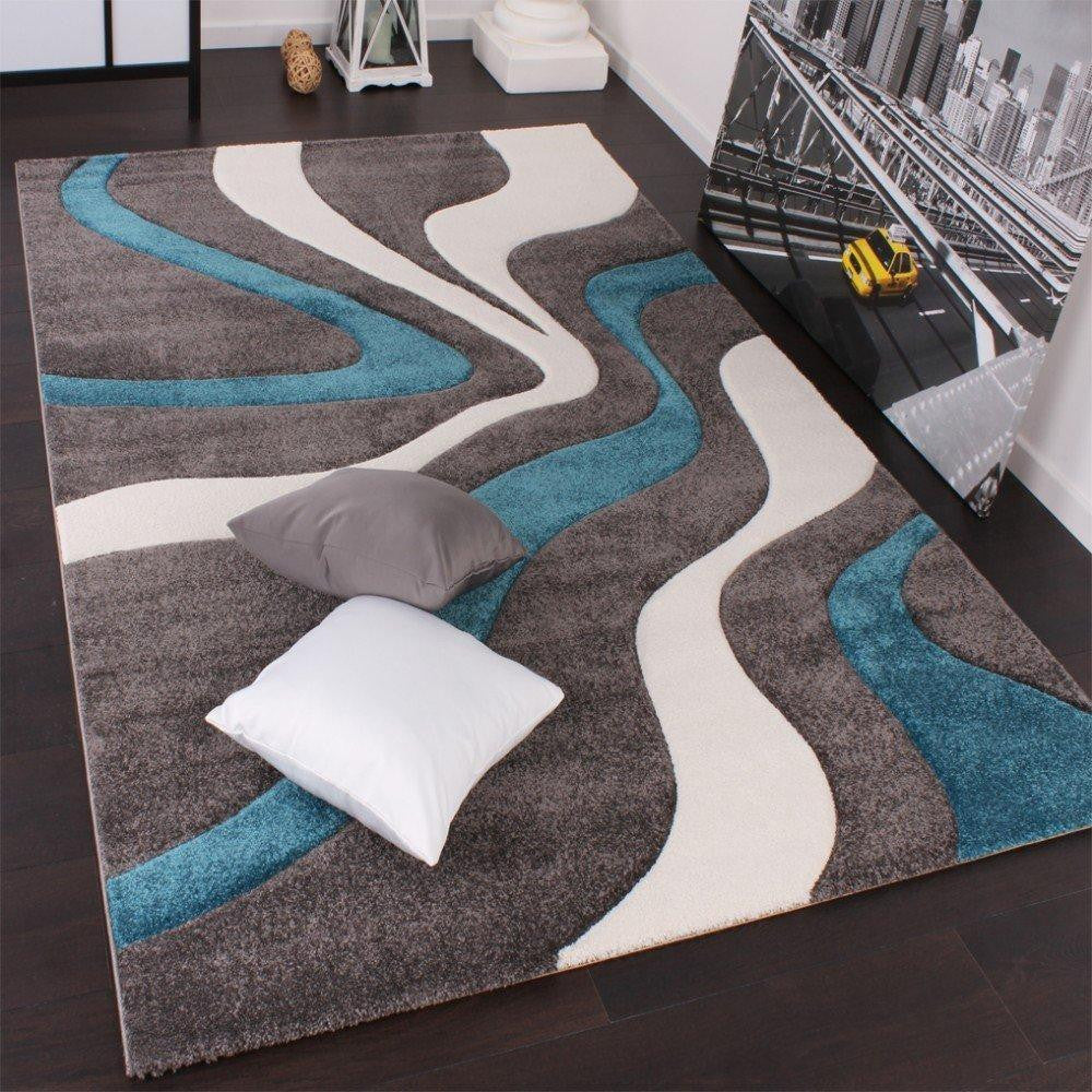 Turquoise & White Wavey Rug