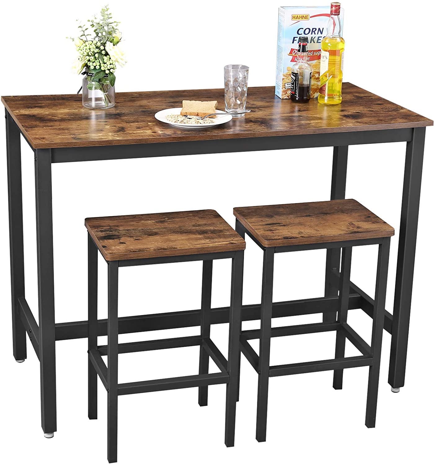 Rustic Bar Table with 2 Matching Bar Stools