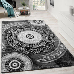 Charcoal Grey Mosaic Patterned Rug