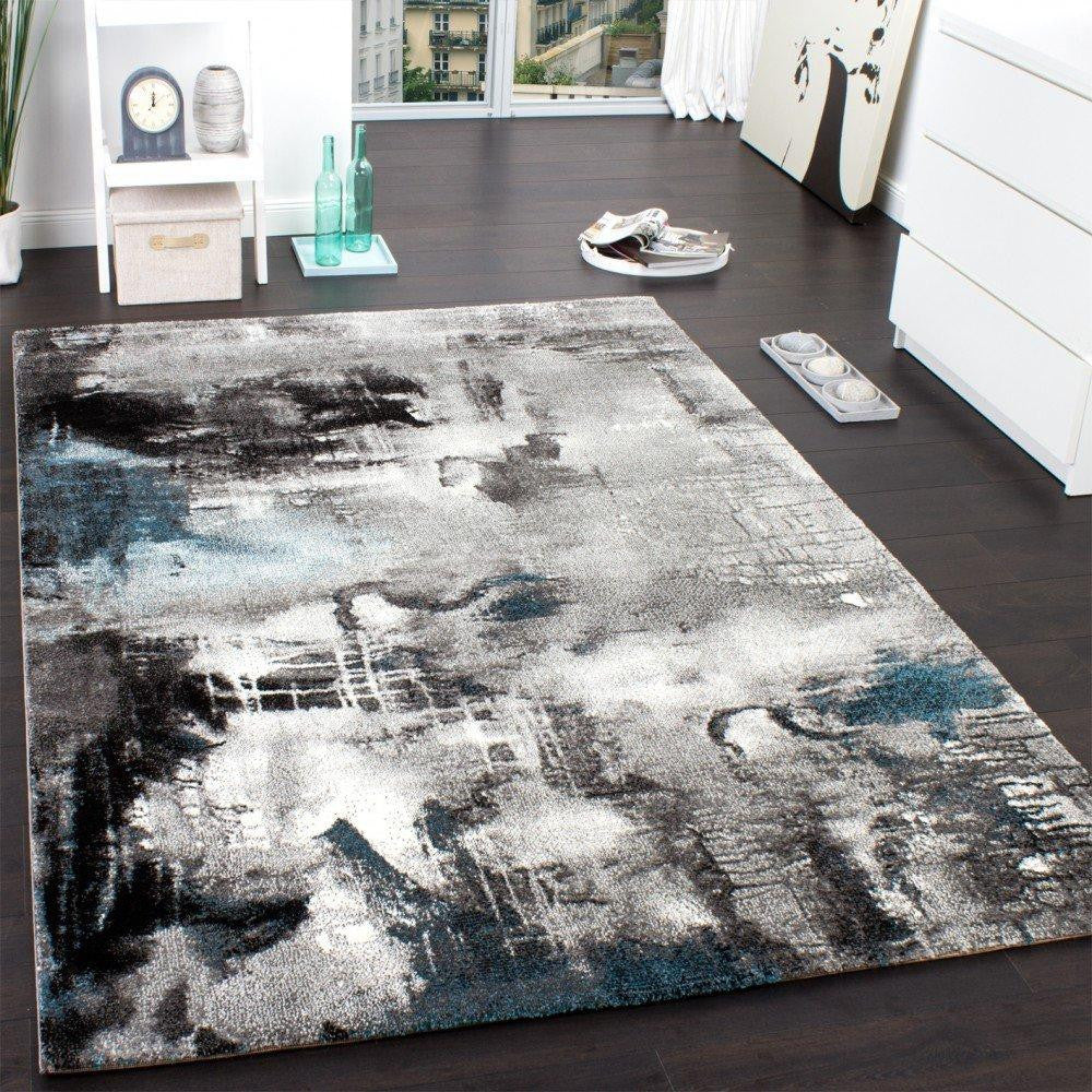 Modern Turquoise Abstract Rug