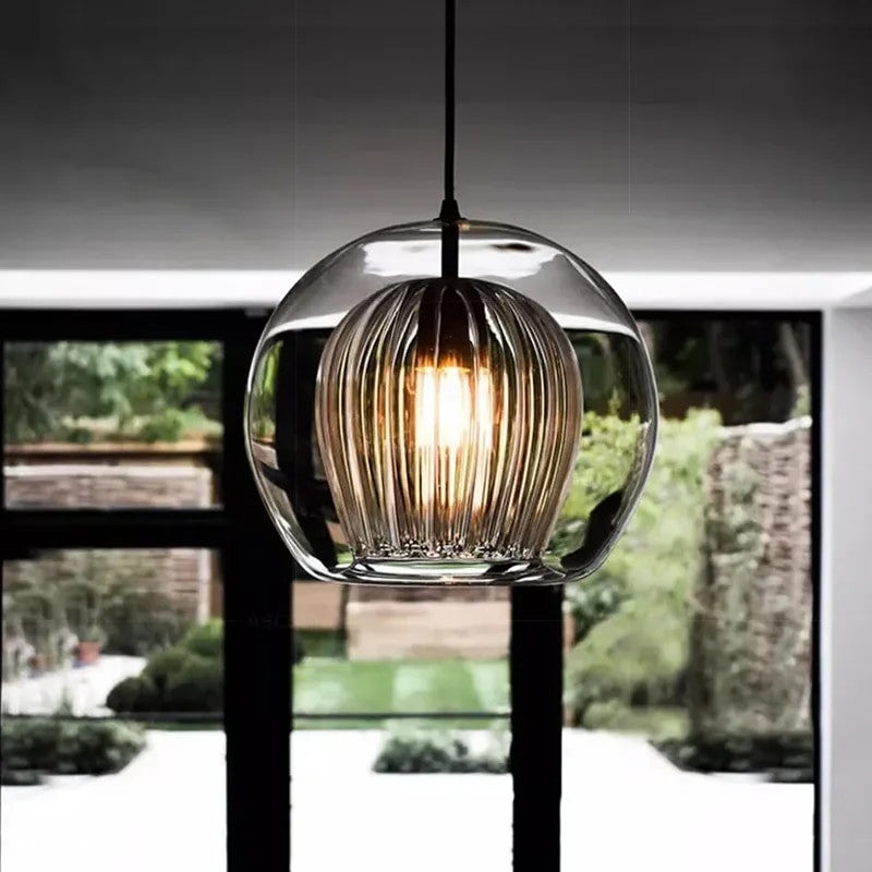 Nordic Ribbed Glass Pendant Light