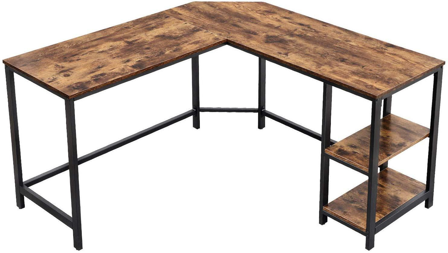 Rustic Brown Industrial L-Shaped Workstation