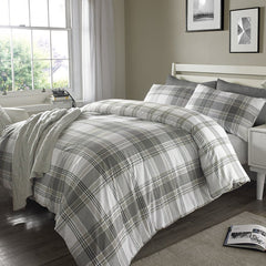 Grey Check Stripes Duvet Set