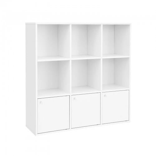 White Triple Bottomed Storage Bookcase