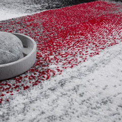 Mottled Red, Grey & Black Abstract Rug