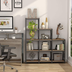 9 Cubed Industrial Stepped Bookcase