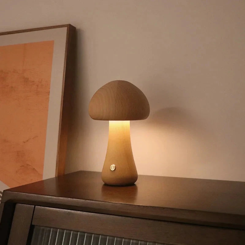 Wooden Mushroom Lamp