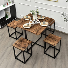 Ranzio Square Dining Table & 4 Stool Set