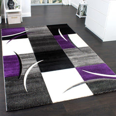 Purple Contemporary Checked Rug