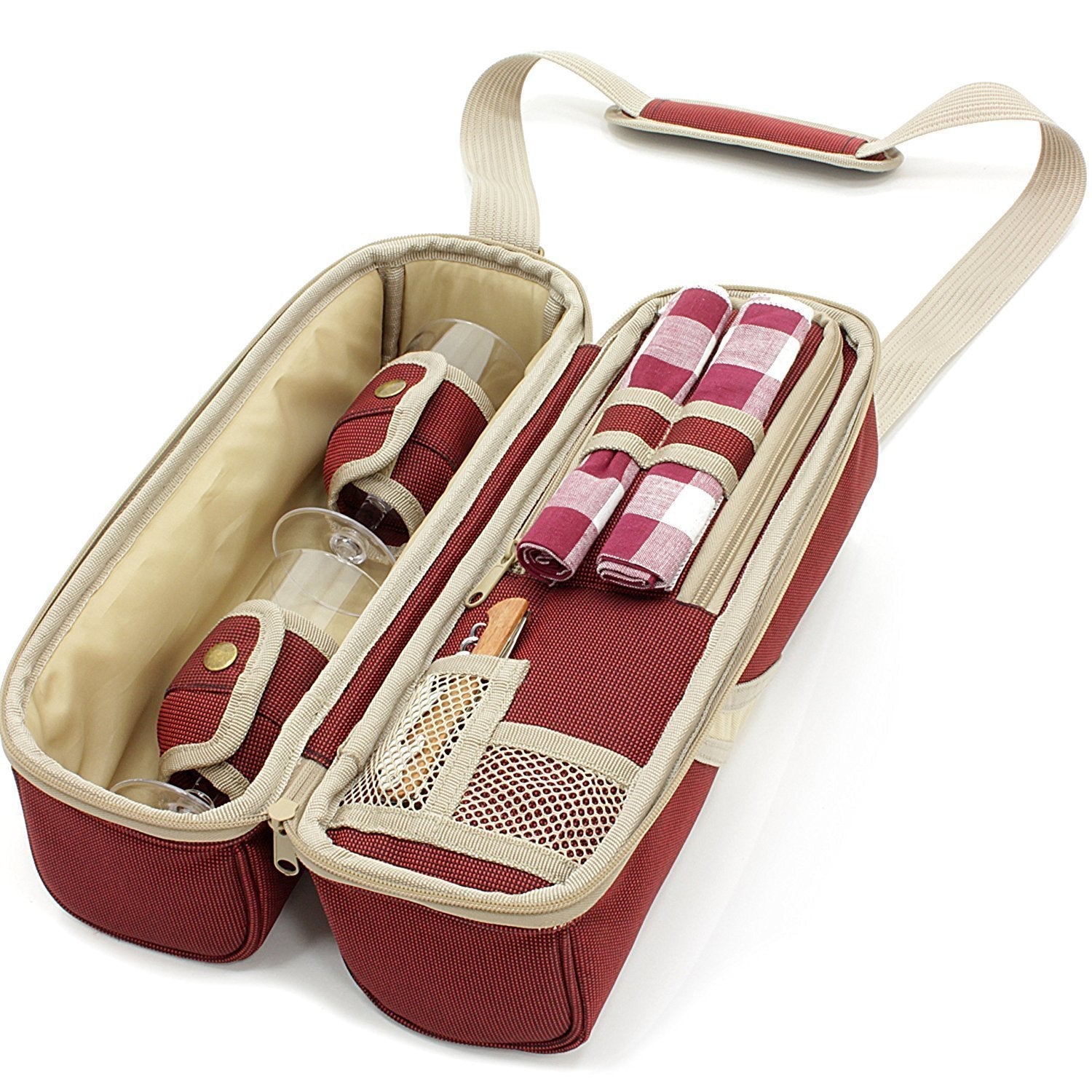 Deluxe Wine Cooler Bag with Glasses