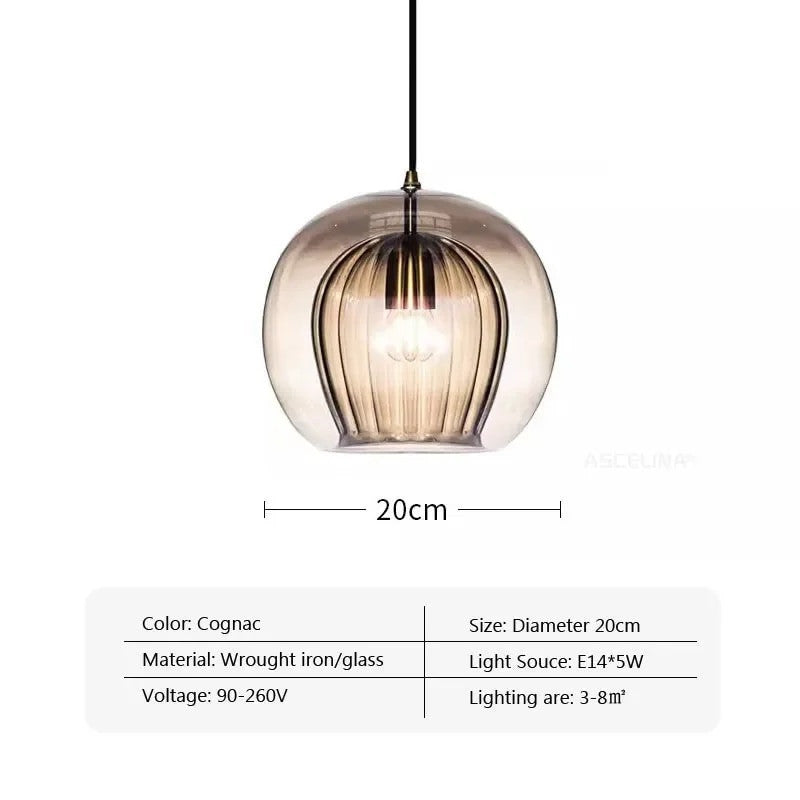 Nordic Ribbed Glass Pendant Light