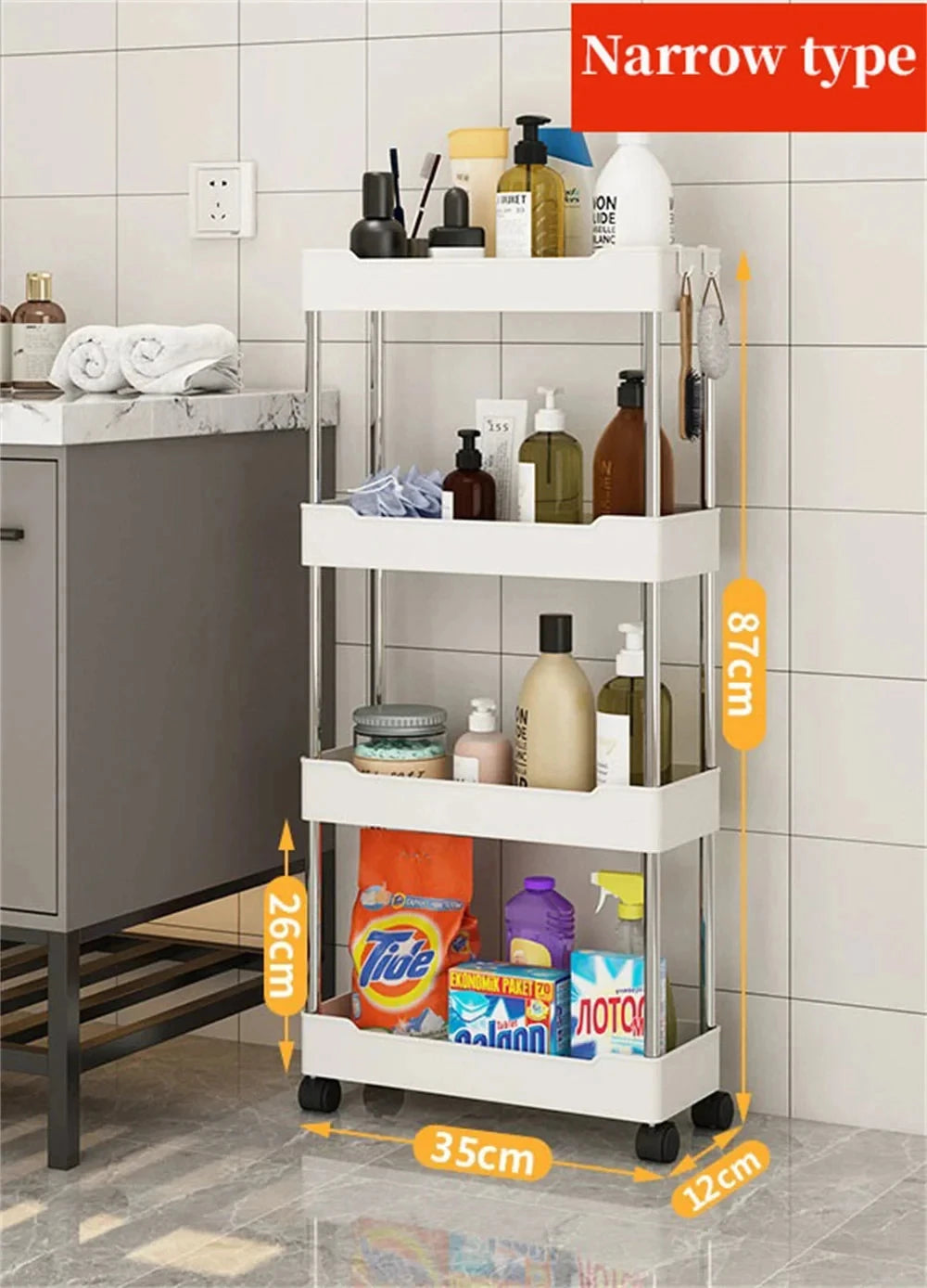 Narrow Quadruple Storage Shelves