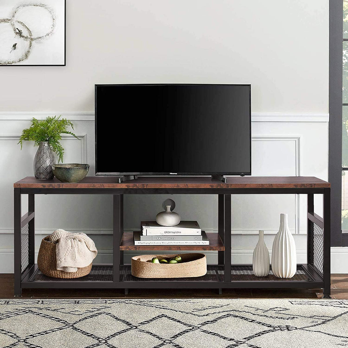 Rustic Brown Industrial TV Stand