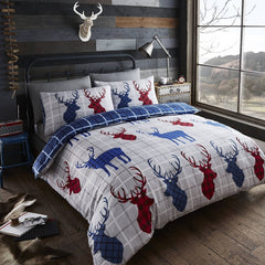 Blue Tartan Stag Duvet Set