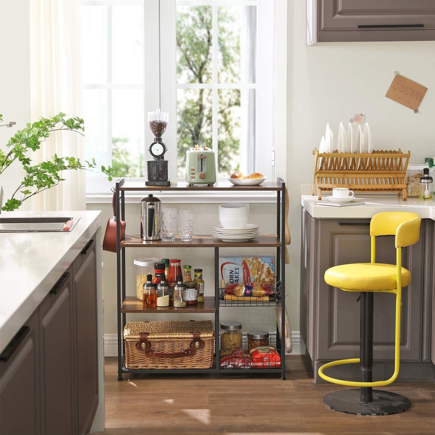 Rustic Brown Industrial Kitchen Rack