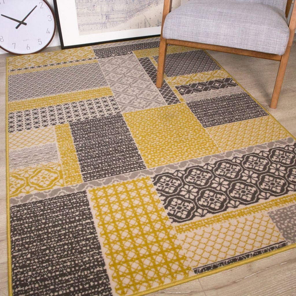 Yellow Patchwork Square Rug