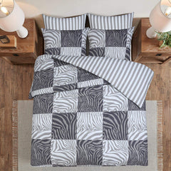 100% Cotton Zebra Block Duvet Set