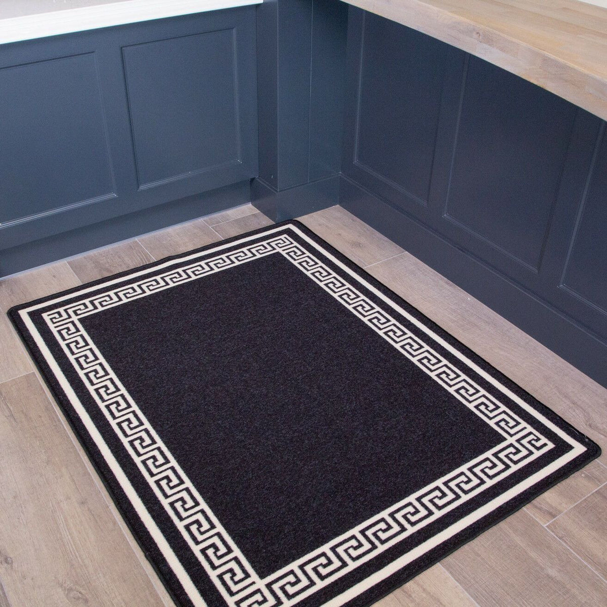 Black Greek Border Rug