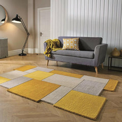 Yellow Abstract Collage Rug