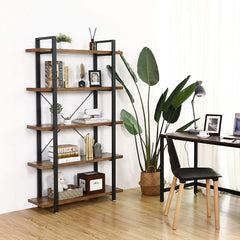 5-Layer Rustic Industrial Bookshelf