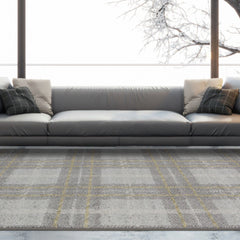 Grey & Yellow Check Rug