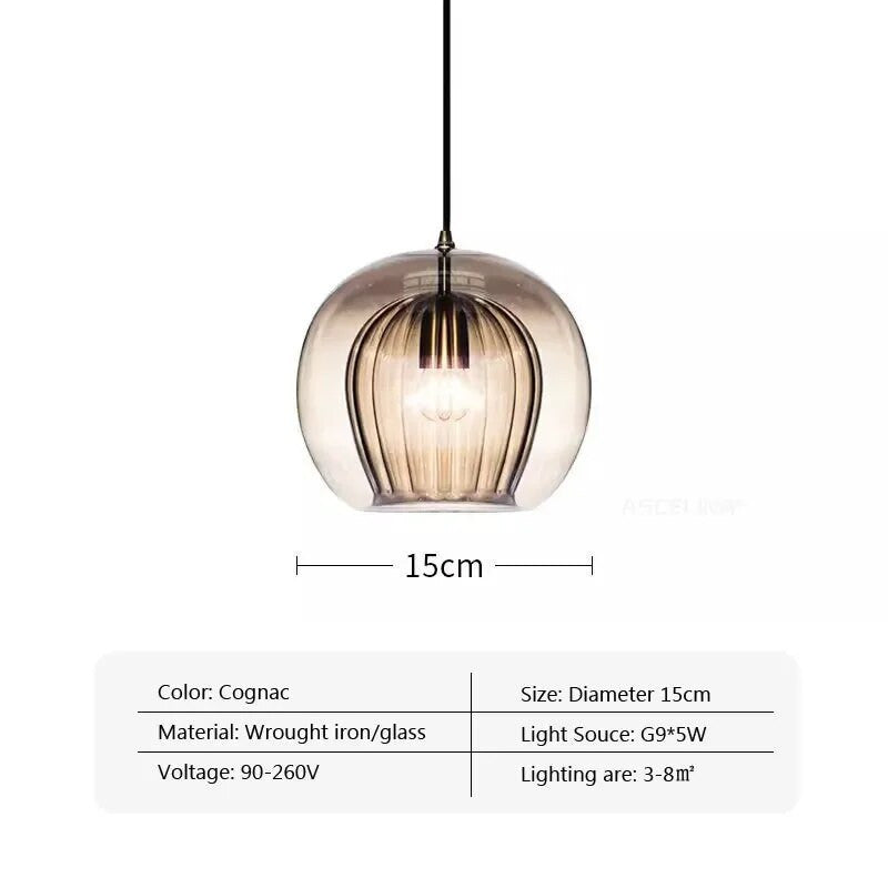 Nordic Ribbed Glass Pendant Light