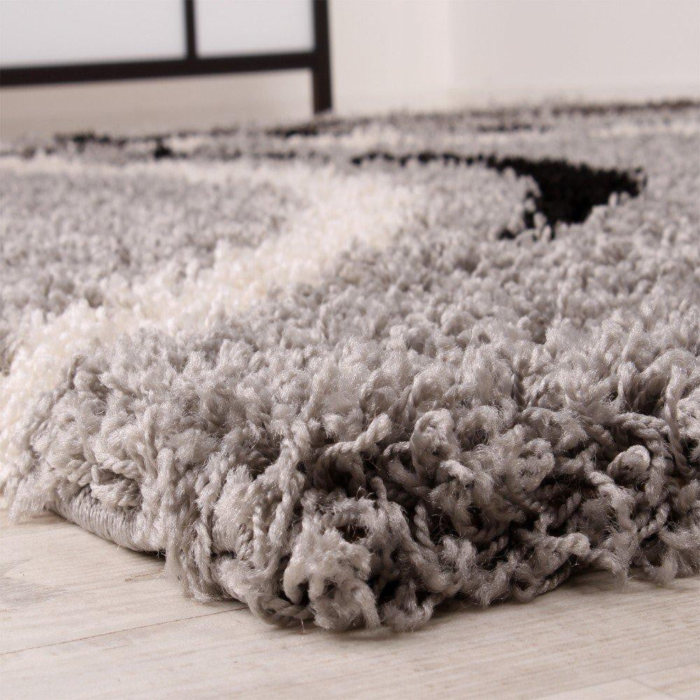 Grey Curving Shaggy Rug