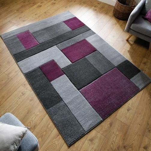 Purple & Grey Tetris Thick Rug