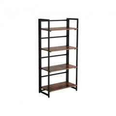 Rustic Brown Folding 4-Tier Bookshelf