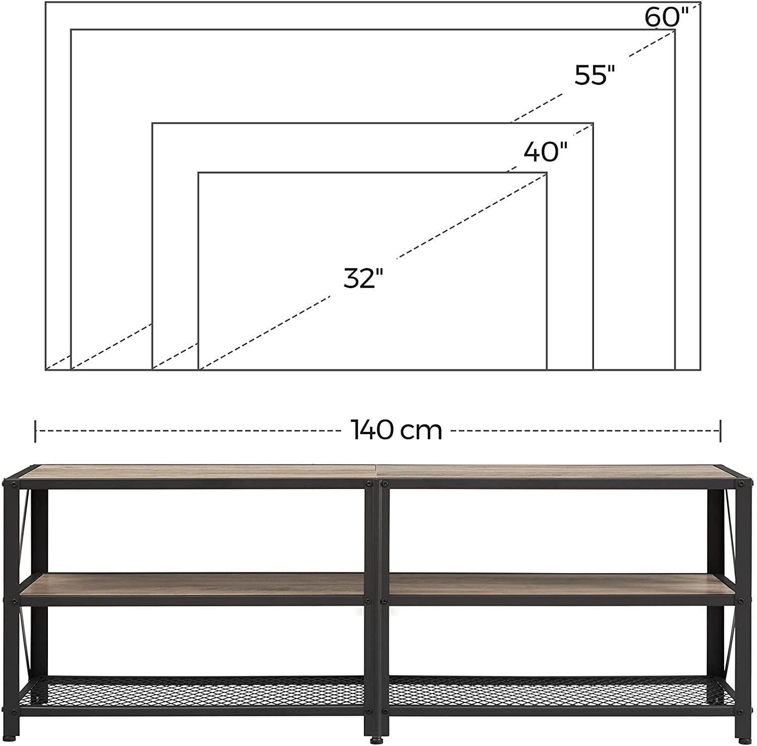 3-Tier Greige TV table