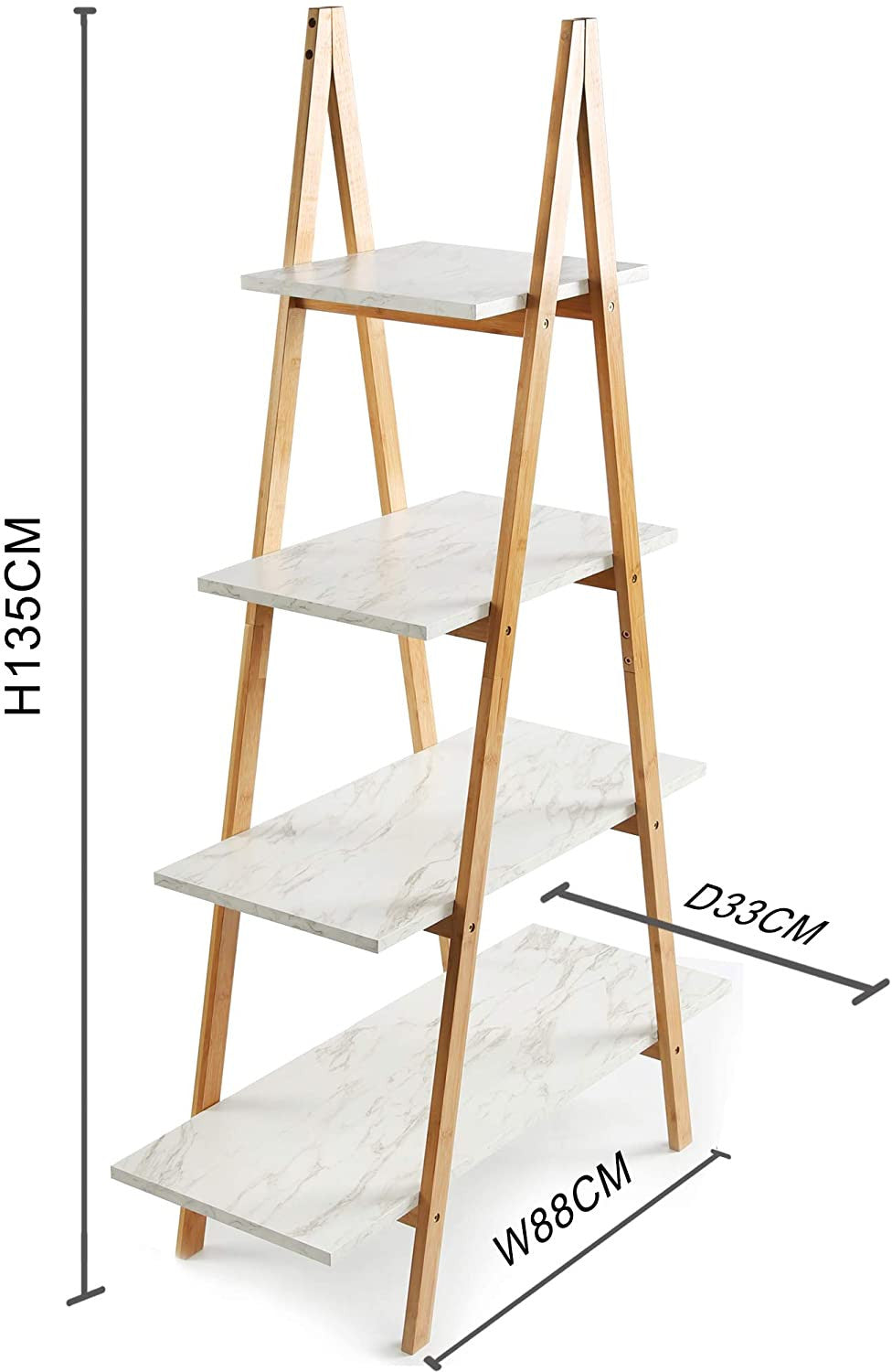 4 Tier Marcey Bamboo Ladder Shelving Unit