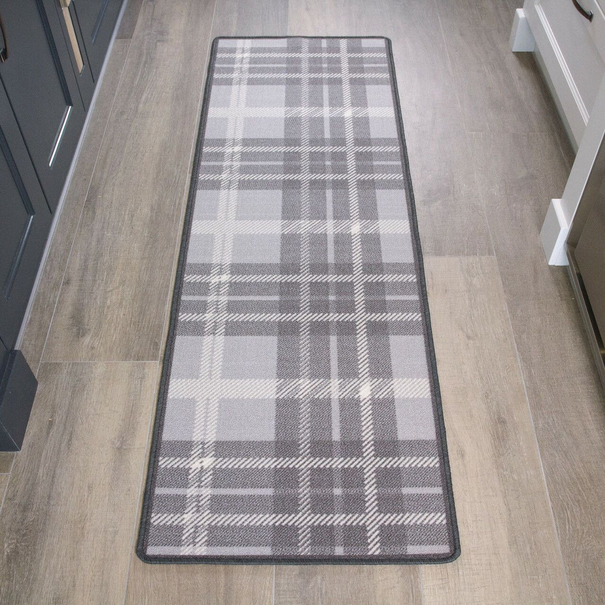 Grey Tartan Runner Rug