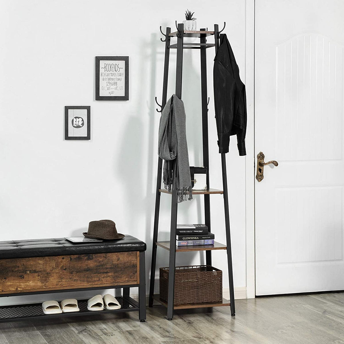 Slim Tapered Coat & Shoe Rack