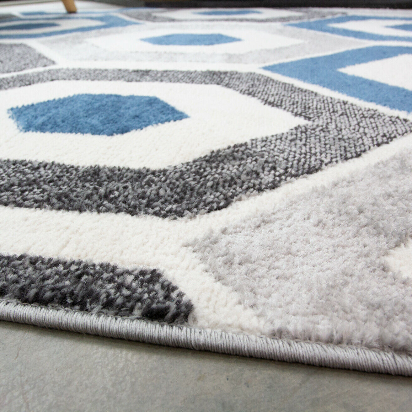 Blue Repeat Honeycomb Rug