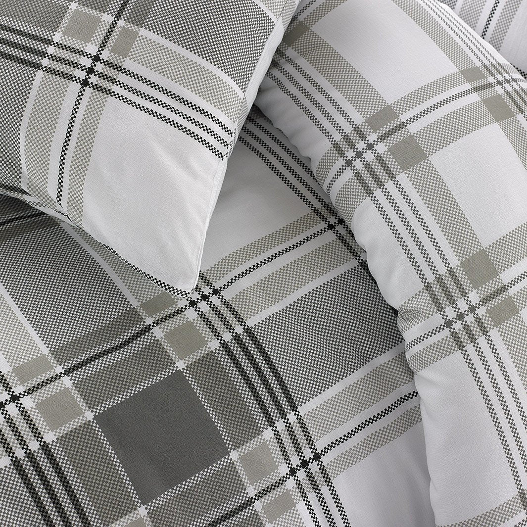 Grey Check Stripes Duvet Set