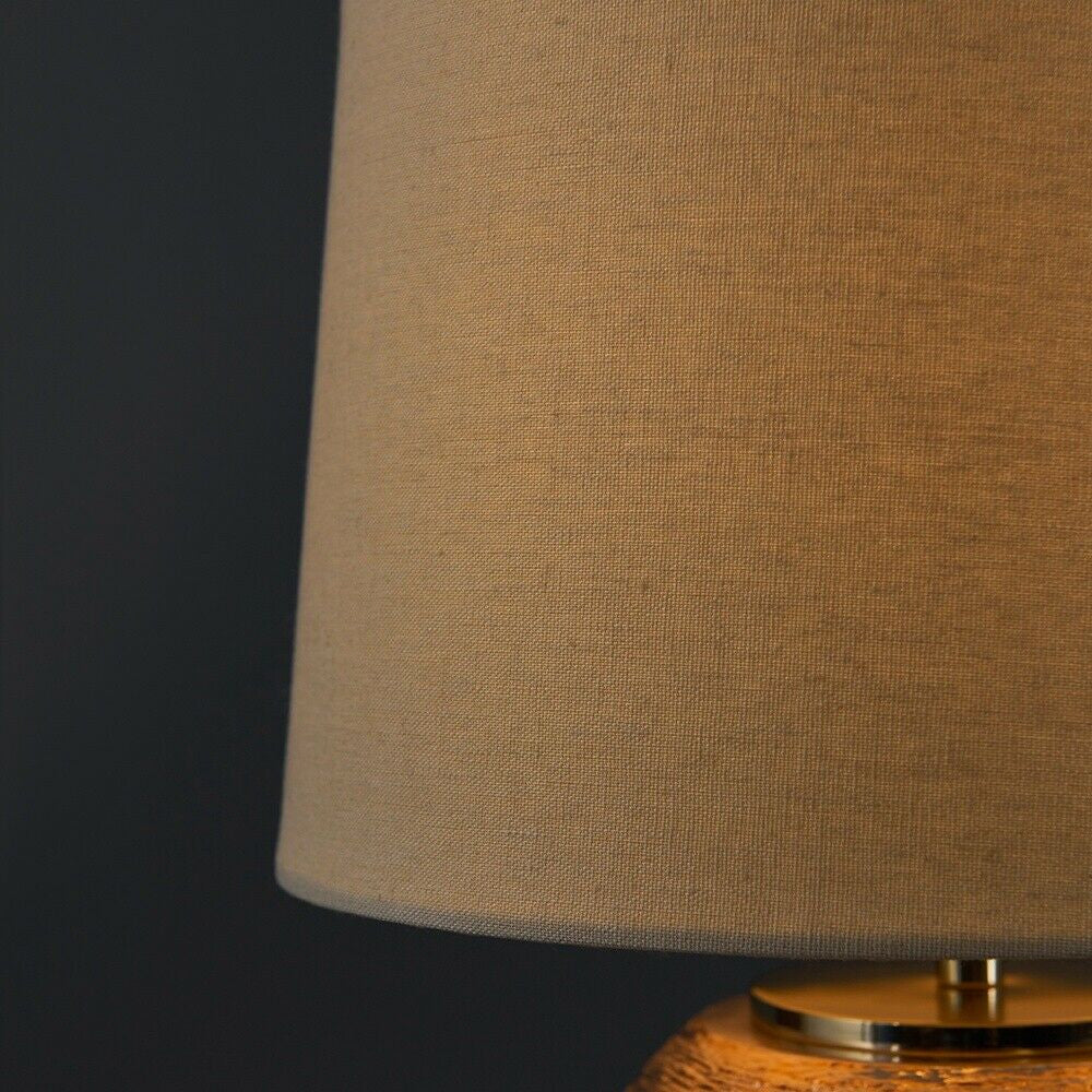 Copper Combed Table Lamp & Cream Shade